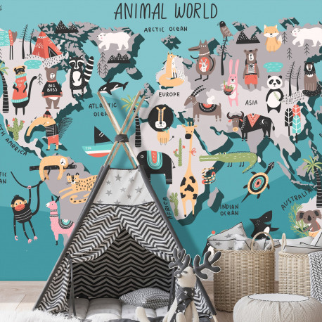 Fototapeet - Animal Map - 200x140