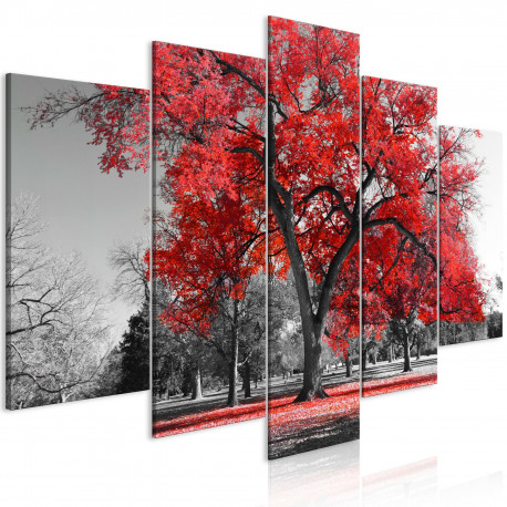 Seinapilt - Autumn in the Park (5 Parts) Wide Red - 100x50