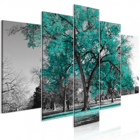 Seinapilt - Autumn in the Park (5 Parts) Wide Turquoise - 100x50
