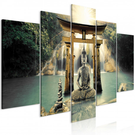 Seinapilt - Buddha Smile (5 Parts) Wide - 100x50