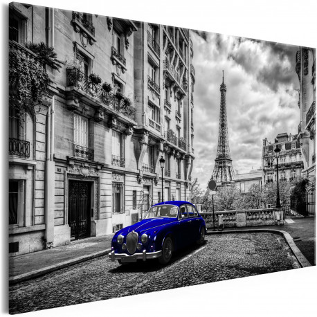 Seinapilt - Car in Paris (1 Part) Blue Wide - 90x60