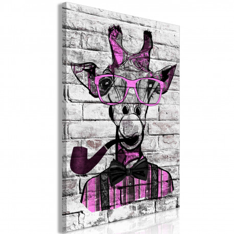 Seinapilt - Giraffe with Pipe (1 Part) Vertical Pink - 80x120