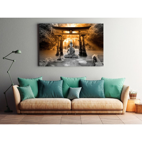 Seinapilt - Buddha Smile (1 Part) Wide Orange - 120x80