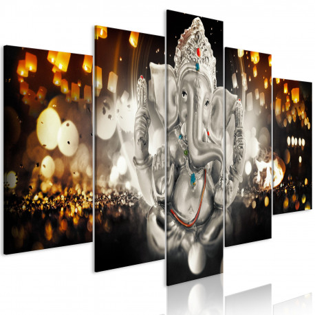 Seinapilt - Buddha's Philosophy (5 Parts) Silver Wide - 200x100