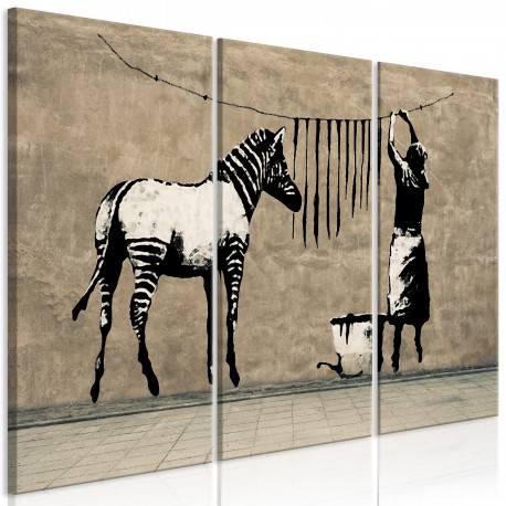 Seinapilt - Banksy: Washing Zebra on Concrete (3 Parts) - 120x80