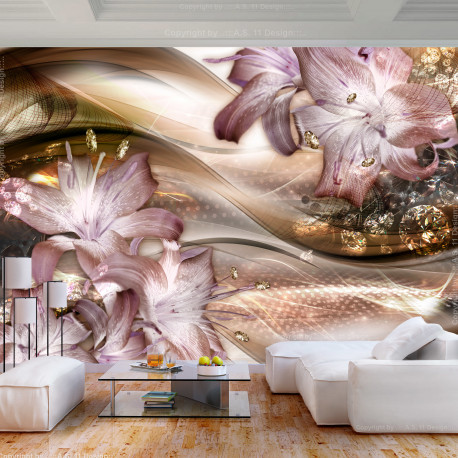 Fototapeet - Lilies on the Wave (Brown) - 400x280