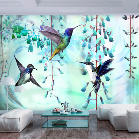 Fototapeet - Flying Hummingbirds (Green) - 200x140
