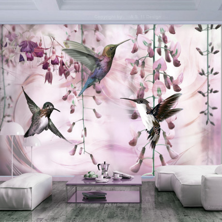 Fototapeet - Flying Hummingbirds (Pink) - 300x210