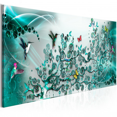 Seinapilt - Hummingbirds Dance (1 Part) Turquoise Narrow - 135x45