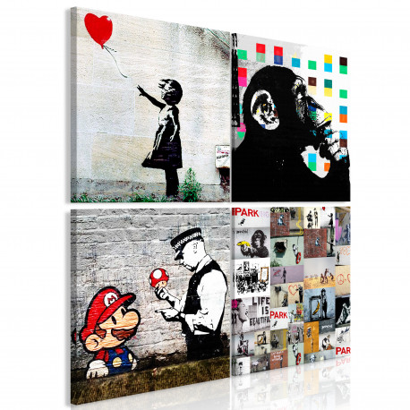 Seinapilt - Banksy Collage (4 Parts) - 60x60