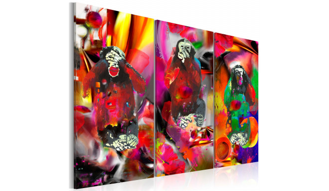 Seinapilt - Crazy Monkeys - triptych - 120x80
