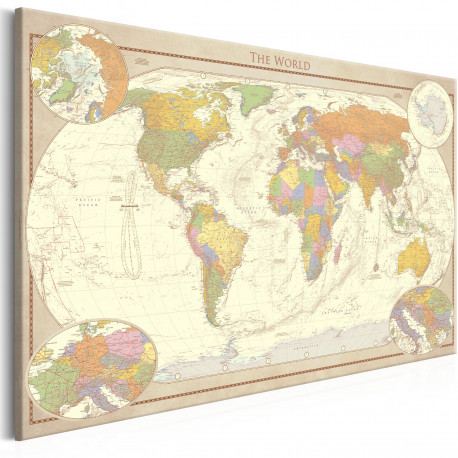 Seinapilt - Cream World Map - 90x60