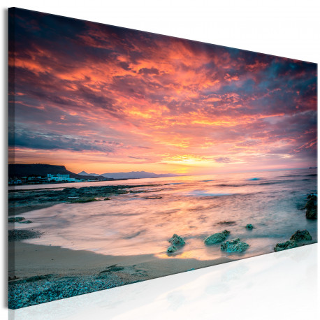 Seinapilt - Beach in Crete (1 Part) Narrow Red - 135x45