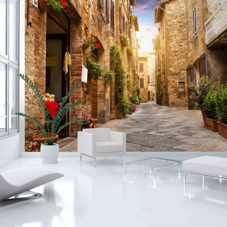 Fototapeet - Colourful Street in Tuscany - 250x175