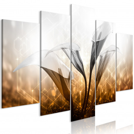 Seinapilt - Floral Quartet (5 Parts) Wide Golden - 200x100