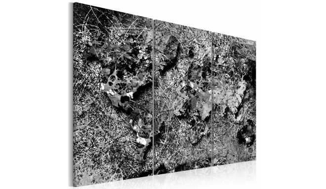 Seinapilt -  World Map: Grey Thread - 90x60