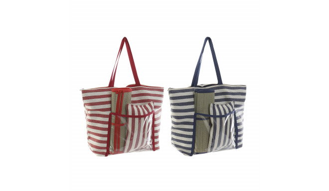 Beach Bag DKD Home Decor 55 x 17 x 35 cm Canvas Red Blue PVC (2 Units)