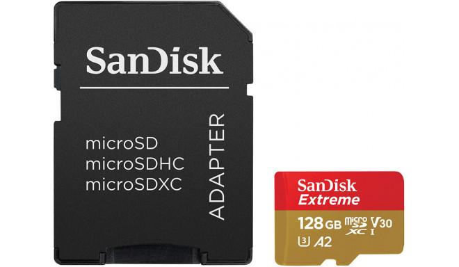 Sandisk mälukaart microSDXC 128GB Extreme + adapter