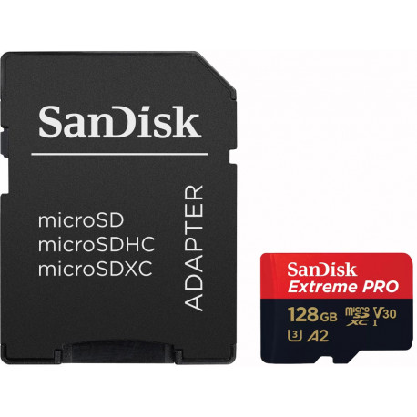Sandisk memory card microSDXC 128GB Extreme Pro + adapter