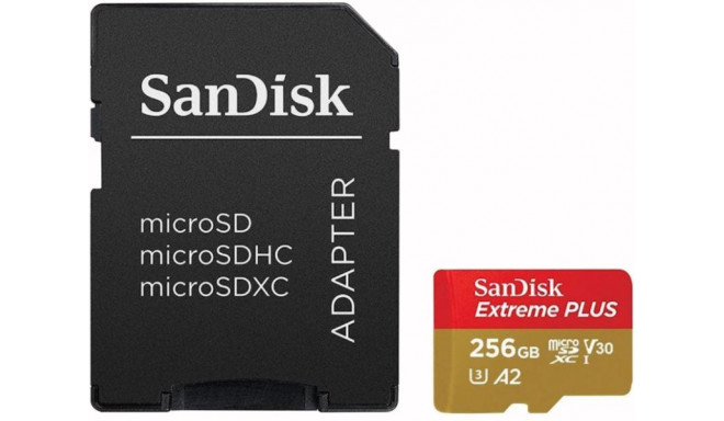 Sandisk mälukaart microSDXC 256GB Extreme Plus + adapter