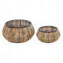 Pottide komplekt DKD Home Decor Naturaalne Must Metall Rotang (50 x 50 x 25,4 cm)