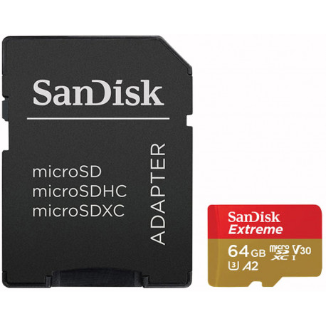 Sandisk mälukaart microSDXC 64GB Extreme Action + adapter