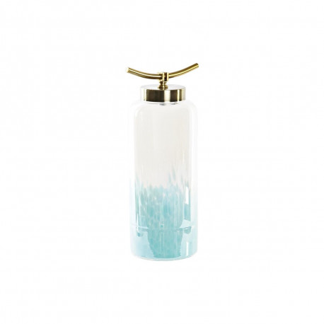 Vase DKD Home Decor Blue Golden Metal Crystal Mediterranean 19 x 15 x 41 cm