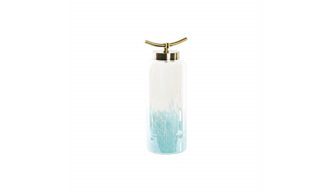 Vase DKD Home Decor Blue Golden Metal Crystal Mediterranean 19 x 15 x 41 cm