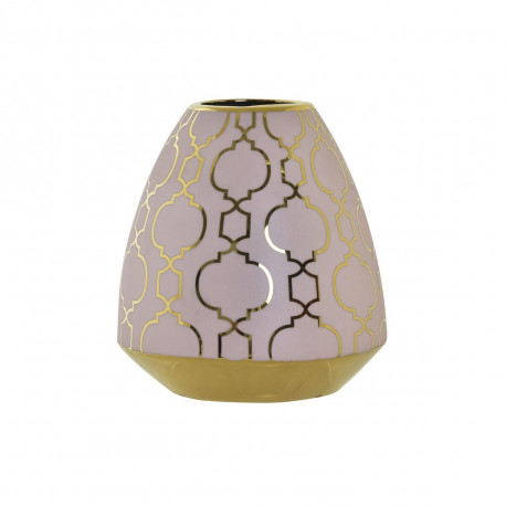 Vase DKD Home Decor Porcelain Pink Golden Oriental Chromed 16 x 16 x 18 cm