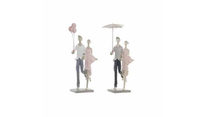 Decorative Figure DKD Home Decor Grey Pink 18 x 10 x 37 cm Pair (2 Units)