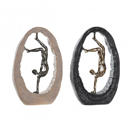 Dekoratīvās figūriņas DKD Home Decor 24 x 8 x 36 cm Melns Bronza (2 gb.)