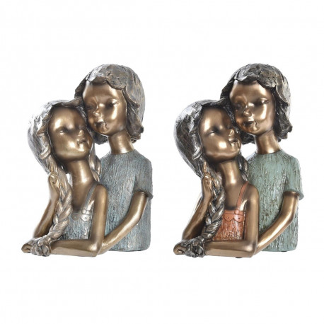 Dekoratīvās figūriņas DKD Home Decor 19 x 15 x 28 cm Sarkans Bronza Tirkīzs Zēni (2 gb.)