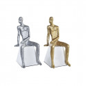 Decorative Figure DKD Home Decor Silver Black White Men Marble Iron Modern (11 x 12 x 28 cm) (2 Unit