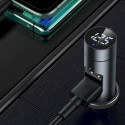 Baseus Bluetooth 5.0 FM Transmiter car charger 2x USB 3 A 18 W PPS Quick Charge 3.0 AFC FCP dark gre