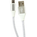 Omega cable microUSB - USB 1m braided 2A, silver