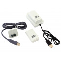 KX7B 2x BATERIA XBOX 360 KABEL USB WHITE