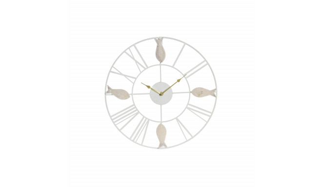 Sienas pulkstenis DKD Home Decor 39 x 3,5 x 39 cm Metāls Brūns Balts Koks MDF Vidusjūra Zivs