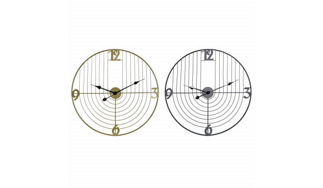 Sienas pulkstenis DKD Home Decor Melns Bronza Metāls 60 x 3 x 60 cm Moderns (2 gb.)