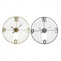 Wall Clock DKD Home Decor Black Golden Metal (45 x 3 x 45 cm)