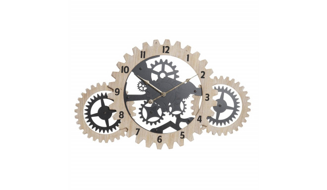 Wall Clock DKD Home Decor Black Natural MDF Wood Gears 70 x 4 x 45 cm