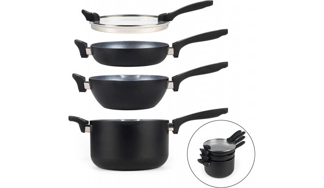 Russell Hobbs RH01840EU7 Stackable metallic marble pan set 4pcs