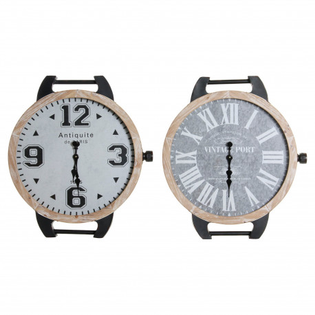 Table clock DKD Home Decor RE-180394 Wrist Black Grey Multicolour Natural Metal Crystal Vintage 65 x