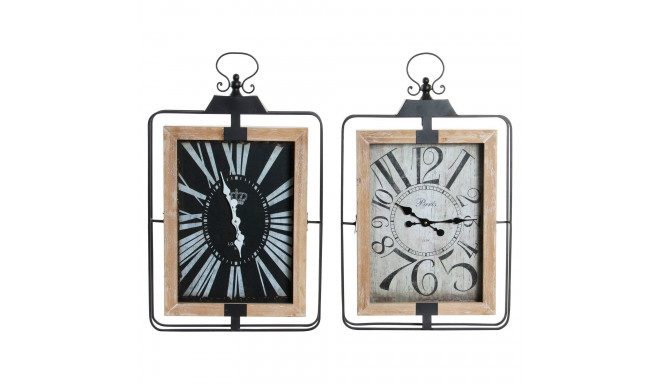 Wall Clock DKD Home Decor RE-180398 46 x 6 x 75 cm Black Beige Iron MDF Wood (2 Units)