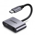 Ugreen USB Type C - USB Type C / 3,5 mm mini jack headphone adapter audio and charging 1,5A gray (50