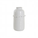 Vase DKD Home Decor Cotton White Stoneware Pompoms Pompom (12 x 12 x 24 cm)