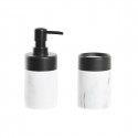 Vannikomplekt DKD Home Decor Must Metall Alumiinium Valge Vaik Marmor Kaasaegne (7,2 x 7,2 x 16,4 cm