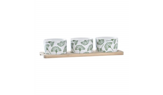 Set za Predjelo DKD Home Decor Bambus Keraamika Lehed 3 Tükid, osad 4 Tükid, osad 28 x 9,7 x 1,5 cm