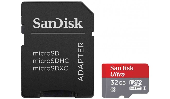 SanDisk mälukaart microSDHC 32GB Ultra 80MB/s + adapter