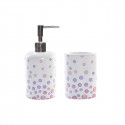 Bath Set DKD Home Decor White ABS Dolomite Polka dots (7 x 7 x 17,5 cm) (2 Pieces)