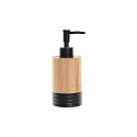 Soap Dispenser DKD Home Decor Natural Black Bamboo PP (7 x 7 x 17 cm)